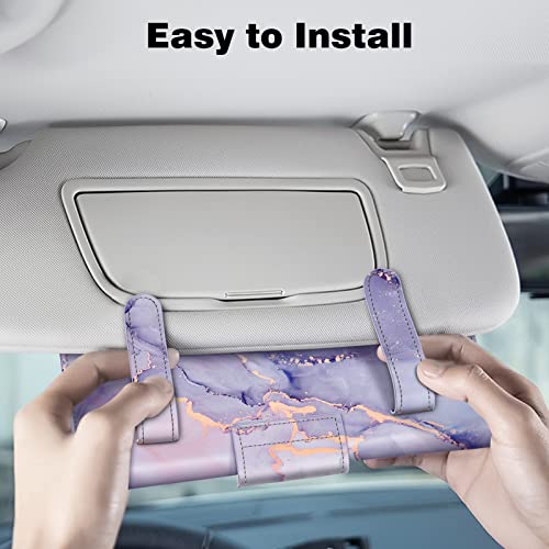 CaseBot Car Visor Tissue Holder, Sun Visor Napkin Holder, Mask Holder for Car, PU Leather Backseat Tissue Box for Car Truck SUV, Lilac Marble - Image 5