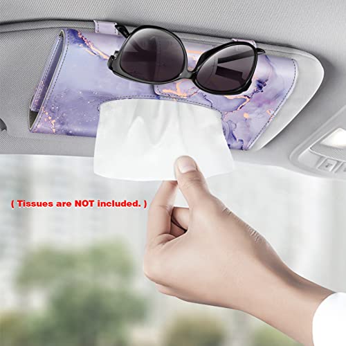 CaseBot Car Visor Tissue Holder, Sun Visor Napkin Holder, Mask Holder for Car, PU Leather Backseat Tissue Box for Car Truck SUV, Lilac Marble - Image 2