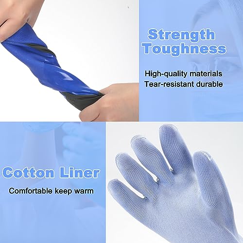 Shellwei 4 Pairs Chemical Resistant Rubber Gloves 27" Heavy Duty Waterproof Aquarium Long Gloves for Chemical(Stylish) - Image 4