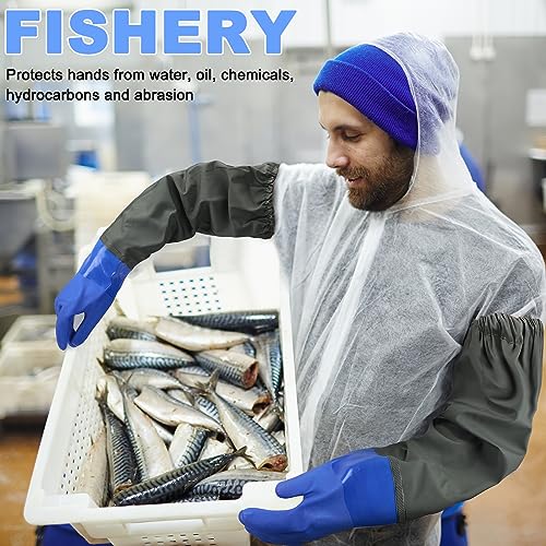 Shellwei 4 Pairs Chemical Resistant Rubber Gloves 27" Heavy Duty Waterproof Aquarium Long Gloves for Chemical(Stylish) - Image 5