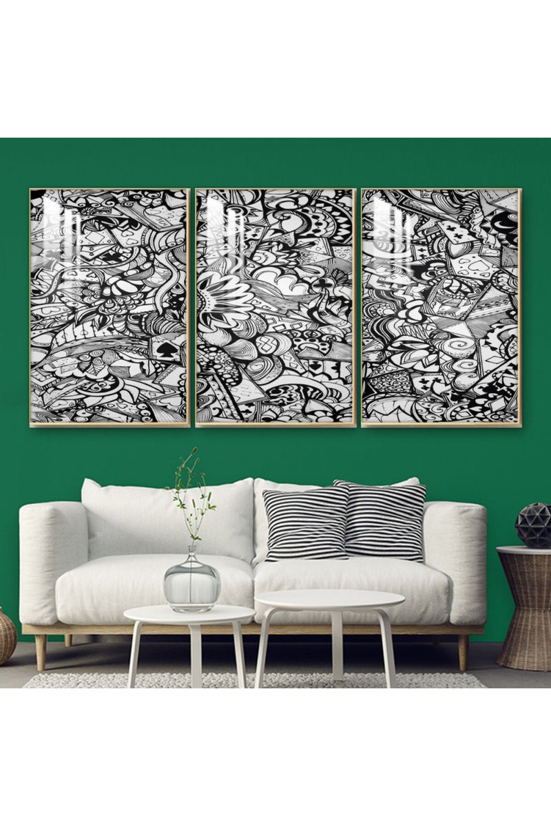 ماركتنا ثلاث لوحات جدارية خشبية بإطار وطبقة أكريليك شفافة - Image 1