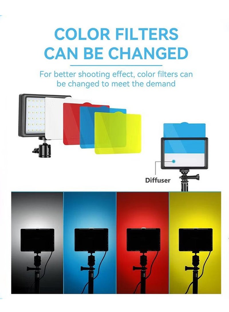 LED Video Light 11 Brightness, 4 Color Filters Dimmable Photography, Continuous Table Top Lighting, Adjustable Tripod Stand, USB Portable Fill Light for Photo Studio Shooting  - Image 4