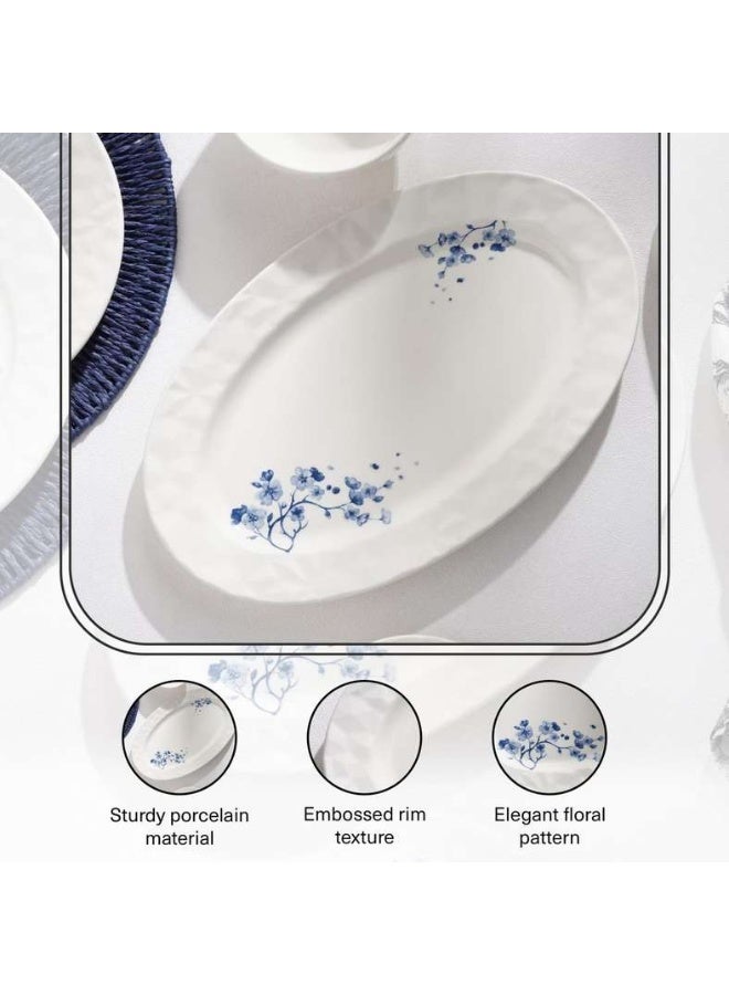Pan Home Floris Porcelain Oval Platter - White with Blue Floral Design - Image 5