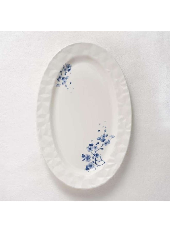 Pan Home Floris Porcelain Oval Platter - White with Blue Floral Design - Image 2