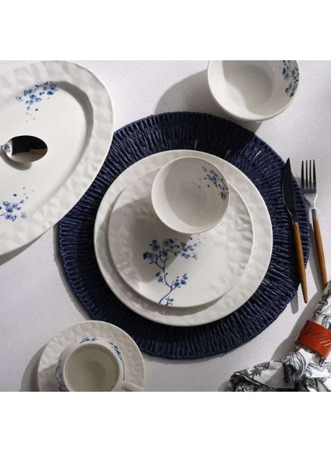 Pan Home Floris Porcelain Oval Platter - White with Blue Floral Design - Image 4