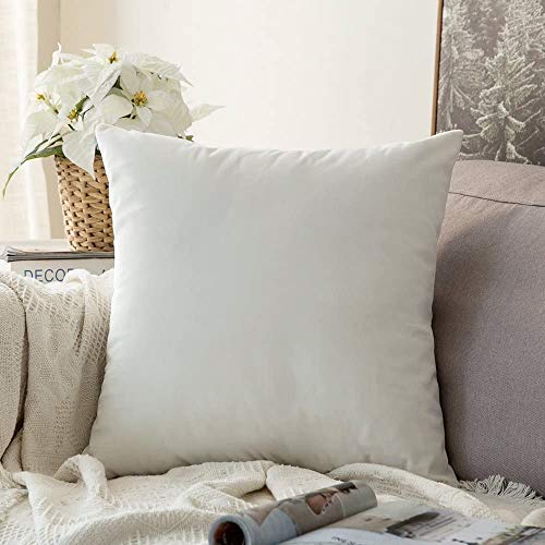 Khooti Velvet Cushion Cover, 20x20 | Pure White | Pack of 1 | Solid Plain Soft & Smooth, Decorative Cushion Covers for Living Room, Bedroom, Couches, Chairs, Sofas, Beds & Home Decor - Image 1