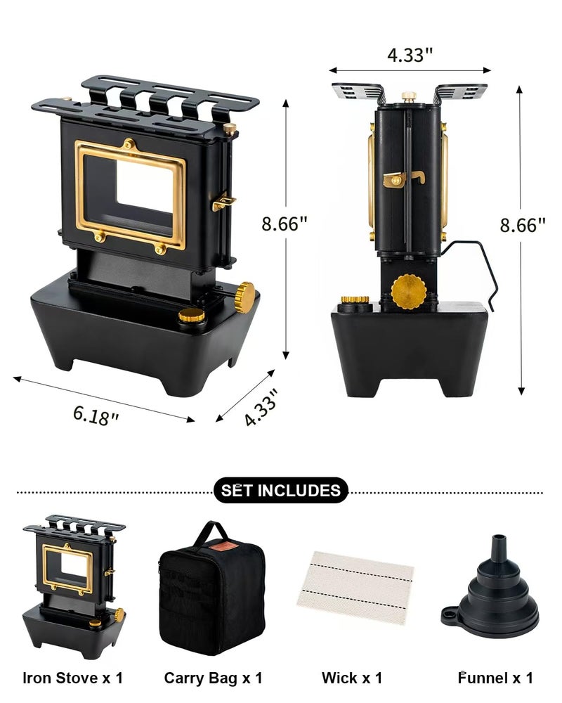 SENQI Camping Oil Lantern，Oil Lamp with Cooker Stove，Fuel Lamp for Outdoor，Portable Oil Lamp，Portable and Convenient for Heating and Cooking (Black) - Image 2