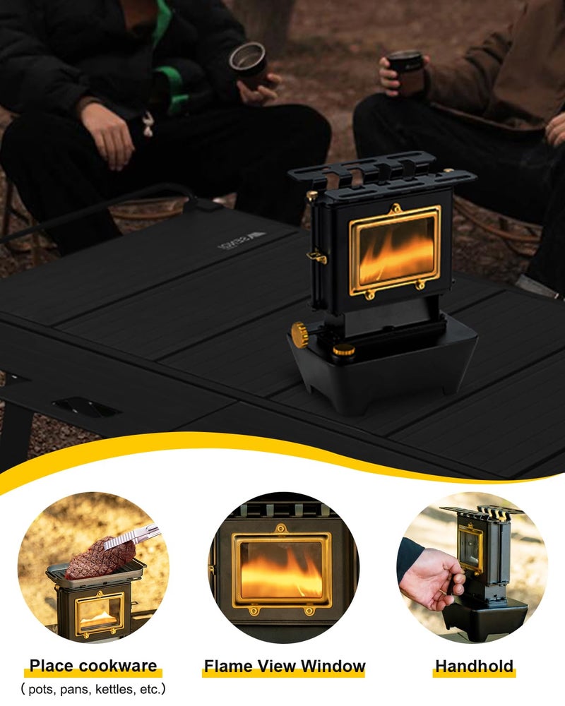 SENQI Camping Oil Lantern，Oil Lamp with Cooker Stove，Fuel Lamp for Outdoor，Portable Oil Lamp，Portable and Convenient for Heating and Cooking (Black) - Image 4
