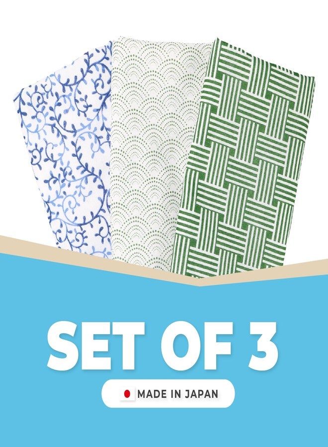 Cluster مجموعة من 3 قطع من مناشف اليد متعددة الاستخدامات تنوجي اليابانية من قماش الساراشي مع أنماط شبكة أجيورو وموجة أوميأمي وتاكو كاراكوسا للأناقة الدائمة والمتانة (مجموعة 3) - Image 3
