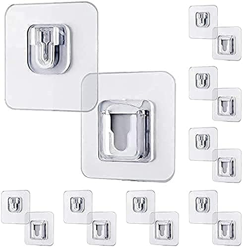 Sellzie Self-Adhesive Male - Female Wall Hook for Bath Towels Hook | Strong Adhesive & Transparent Nail Free Seamless for Wall Hanging Without Drill (Male-Female, 15) - Image 1