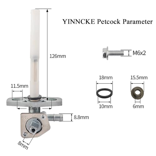 YINNCKE Replace 16950-HM8-003 YINNCKE Petcock Fuel Valve Shut Off Tank Switch Fits For Honda Recon TRX250EX Rancher TRX350 400 420 Foreman TRX400 450 500 Rubicon 500 Rincon 650 16950-HN7-003 16950-HP5-601 - Image 4