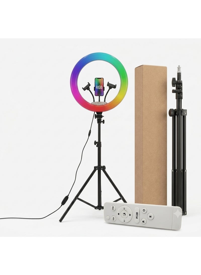 MJ-56 22-Inch RGB Ring Light with Adjustable Tripod Stand and Remote Control - Professional Multi-Color Fill Light for Content Creators, Photography, and Live Streaming - Image 2