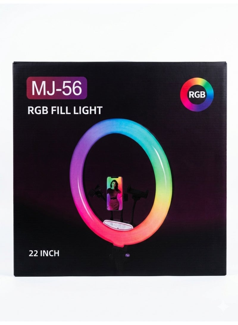 MJ-56 22-Inch RGB Ring Light with Adjustable Tripod Stand and Remote Control - Professional Multi-Color Fill Light for Content Creators, Photography, and Live Streaming - Image 5