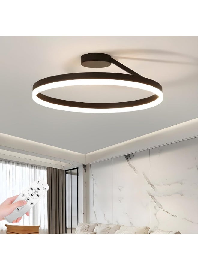 Modern LED Ceiling Light with Remote Control | Dimmable Round Ring Chandelier | Ultra-Slim Flush Mount Lighting for Bedroom Living Room | Smart Home LED Fixture - Image 1