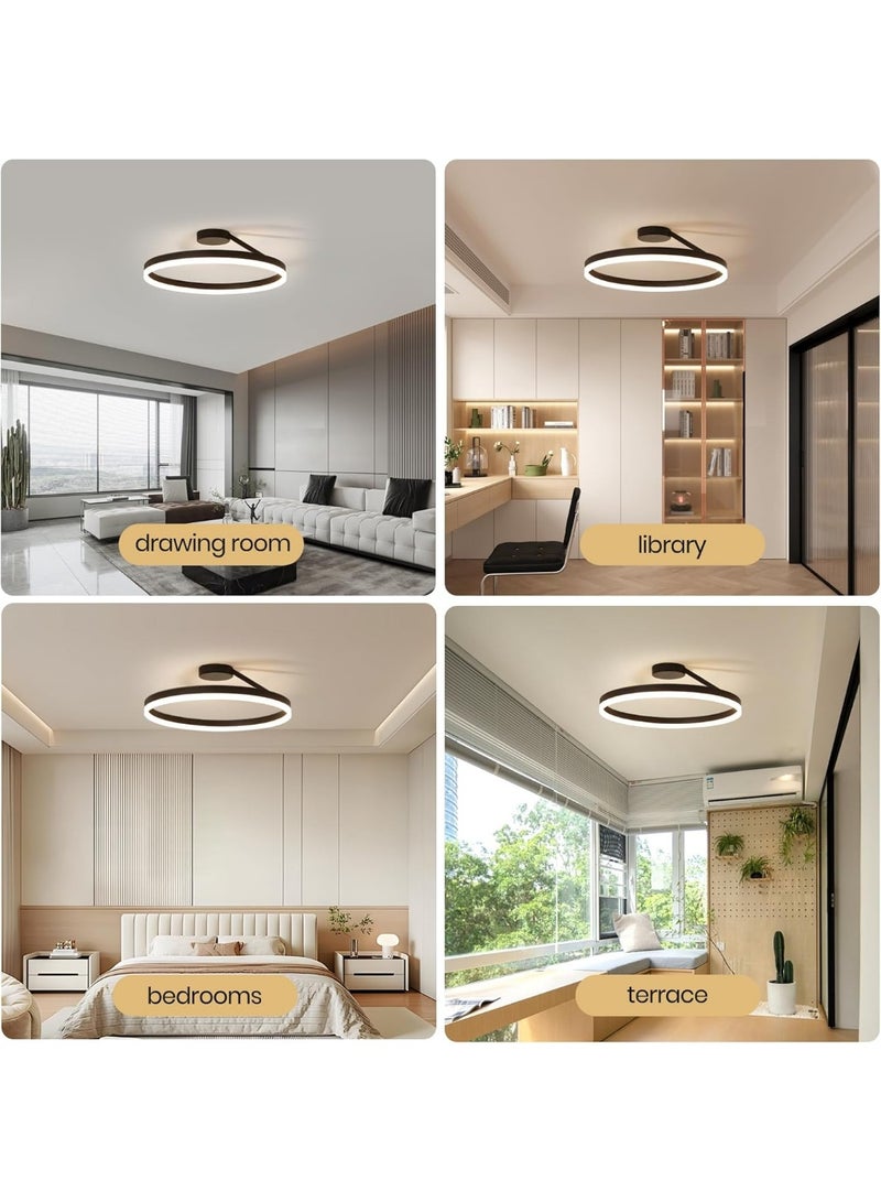 Modern LED Ceiling Light with Remote Control | Dimmable Round Ring Chandelier | Ultra-Slim Flush Mount Lighting for Bedroom Living Room | Smart Home LED Fixture - Image 2