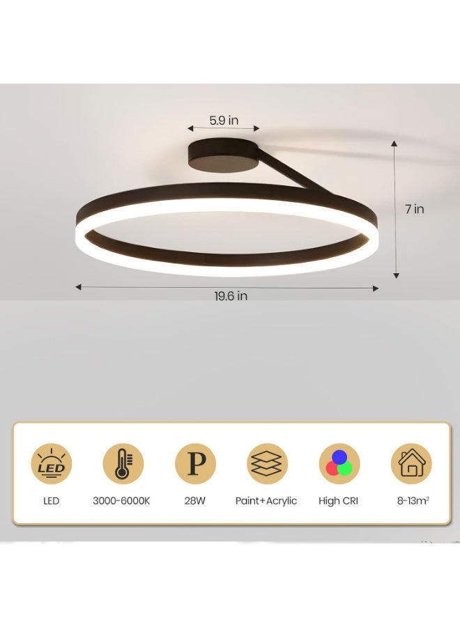 Modern LED Ceiling Light with Remote Control | Dimmable Round Ring Chandelier | Ultra-Slim Flush Mount Lighting for Bedroom Living Room | Smart Home LED Fixture - Image 5