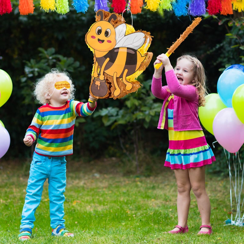VINTS Bee PiÃ±ata Large Kids Bee PiÃ±ata with Blindfold Stick Confetti for Bee Themed Party Girl Boy Birthday Party Decoration(15.7Ã—12.5Ã—3.5in) - Image 5