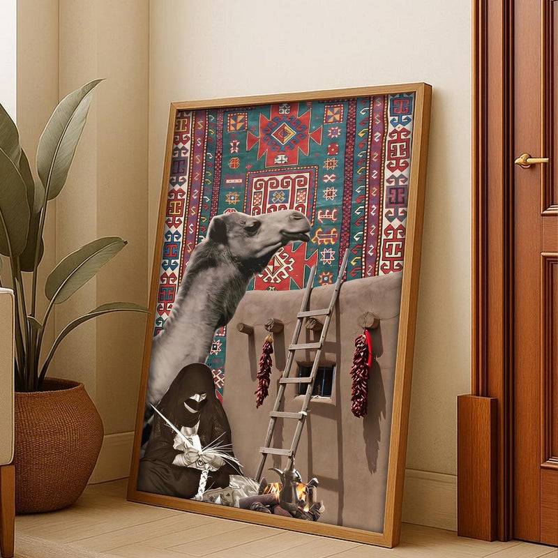 Marktna One canvas painting with a Najdi art design and a hollow frame, measuring (40×60), one piece - Image 3