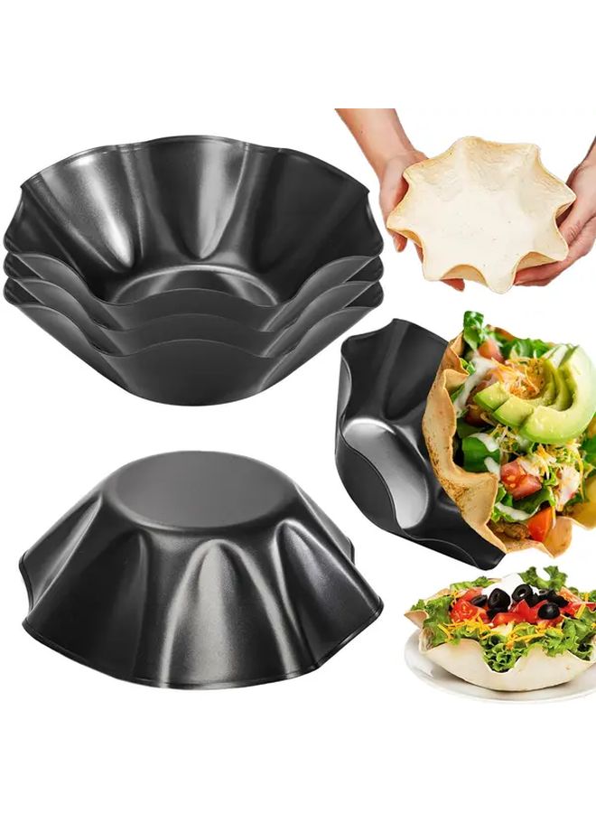 4pcs Nonstick Corn Tortilla Maker Taco Salad Bowl Baking Pan With Silicone Gloves And Oil Brush - Image 1