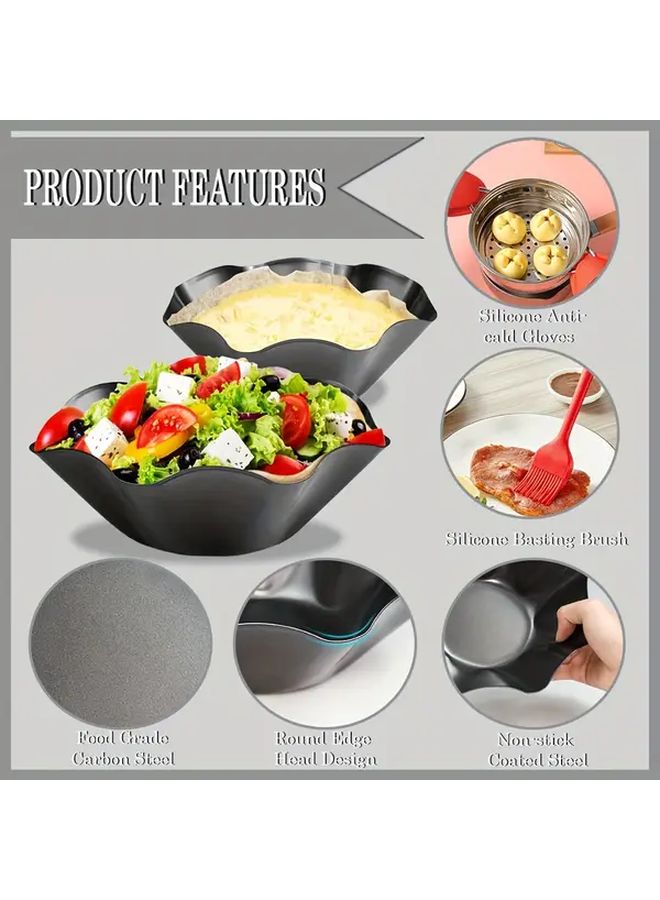 4pcs Nonstick Corn Tortilla Maker Taco Salad Bowl Baking Pan With Silicone Gloves And Oil Brush - Image 2