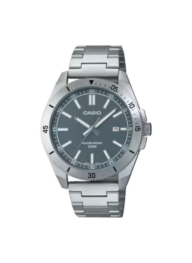 CASIO Men's Analog Display Watch With Silver Stainless Steel Strap - MTP-B155D-3EVDF