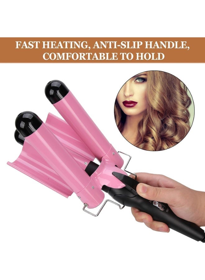 منتقي 3 Barrel Hair Curling Iron – 32mm Triple Barrel Curling Wand with Adjustable Temperature & Fast Heating, Beach Waves Hair Crimper for Long & Short Hair, Dual Voltage Hair Waver for Women - Image 2
