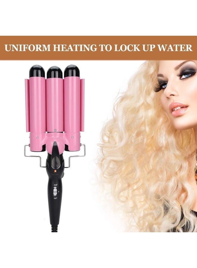 منتقي 3 Barrel Hair Curling Iron – 32mm Triple Barrel Curling Wand with Adjustable Temperature & Fast Heating, Beach Waves Hair Crimper for Long & Short Hair, Dual Voltage Hair Waver for Women - Image 4