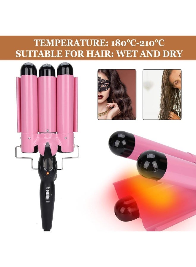 منتقي 3 Barrel Hair Curling Iron – 32mm Triple Barrel Curling Wand with Adjustable Temperature & Fast Heating, Beach Waves Hair Crimper for Long & Short Hair, Dual Voltage Hair Waver for Women - Image 3