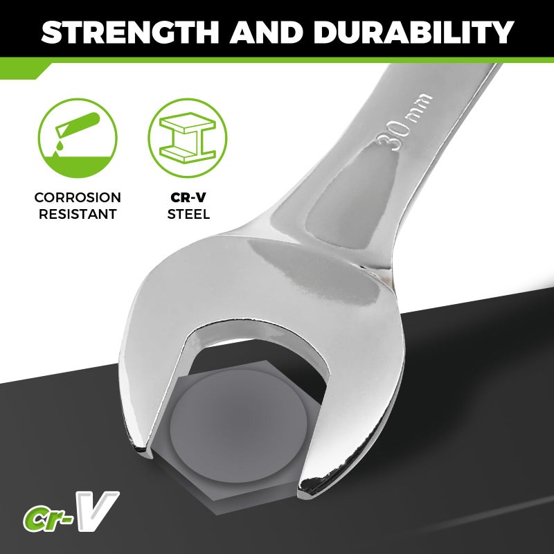 Der Erwachte Large Wrench Set with Rolling Pouch, Metric, 5-Piece, 23mm, 24mm, 26mm, 27mm, 30mm, 12 Point, Chrome Vanadium Steel - Image 5