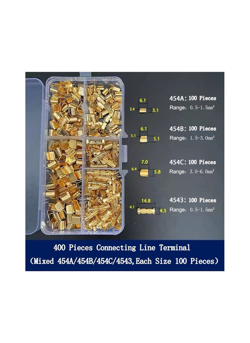 Generic 400-Pieces/Set Mixed 454A/454B/454C/4543 Gold U shaped Electrical Copper Buckle Wire Connectors Terminals,1-Piece SN-48B Wire Crimping Plier  - Image 4