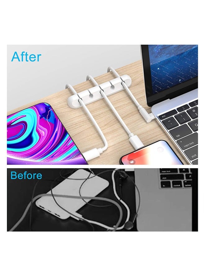 Cord Organizer Cable Management for Desk - 3 Packs White Clips and Cord Keeper, The White Self-Adhesive Holder are Easy to Apply and Stops Wire Getting Dirty - Image 2