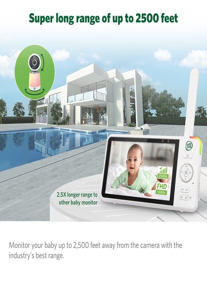 LeapFrog Leap Frog LF1726FHD Baby Monitor, 5.5' 1080p Screen, Up to 2500 ft Range, Pan-Tilt-Zoom, Night Light, Color Night Vision, Soothing Sounds, Secure Transmission, Secure Transmission No WiFi - Image 2
