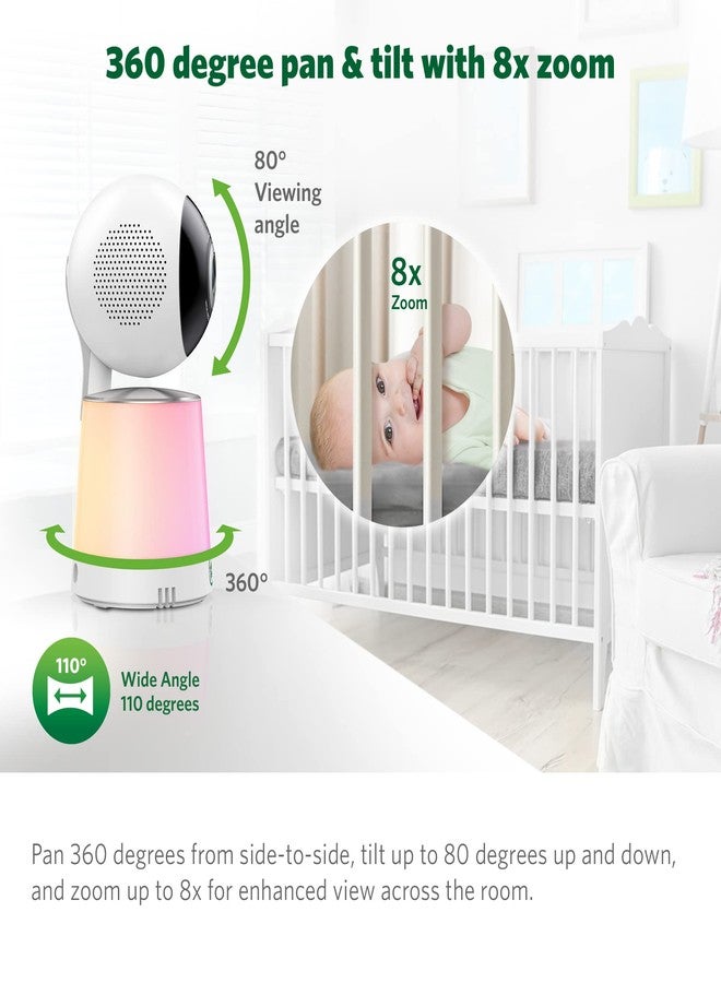 LeapFrog Leap Frog LF1726FHD Baby Monitor, 5.5' 1080p Screen, Up to 2500 ft Range, Pan-Tilt-Zoom, Night Light, Color Night Vision, Soothing Sounds, Secure Transmission, Secure Transmission No WiFi - Image 4