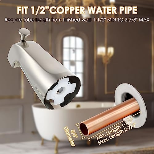 Enhon Slip on Tub Spout with Diverter, Compatible with American Standard 8888026.002 Tub Spout, Bathroom Bathtub Faucet, Fits 1/2 Copper Water Tube(5/8 Dia), 5/32 Hex Wrench(Brushed Nickel,1) - Image 3