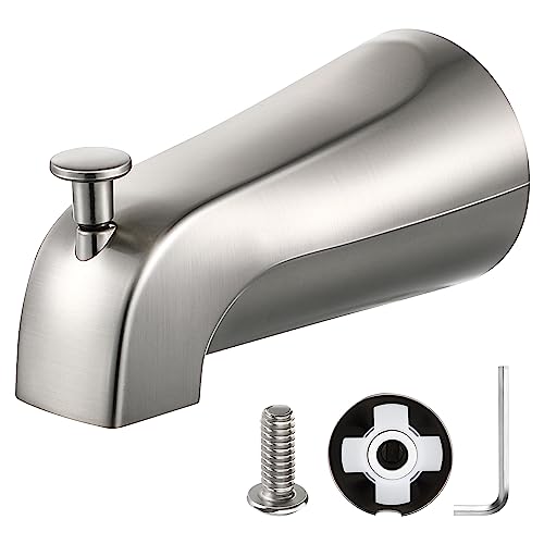 Enhon Slip on Tub Spout with Diverter, Compatible with American Standard 8888026.002 Tub Spout, Bathroom Bathtub Faucet, Fits 1/2 Copper Water Tube(5/8 Dia), 5/32 Hex Wrench(Brushed Nickel,1) - Image 1