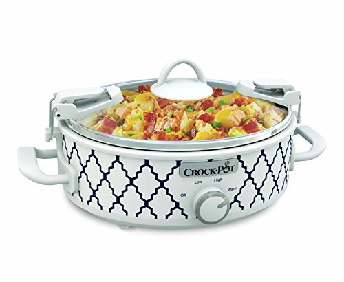 Crock-Pot Small 2.5 Quart Casserole Slow Cooker in White/Blue, Enjoy Eye-Catching Quick Meals, Durable and Compact - Image 1