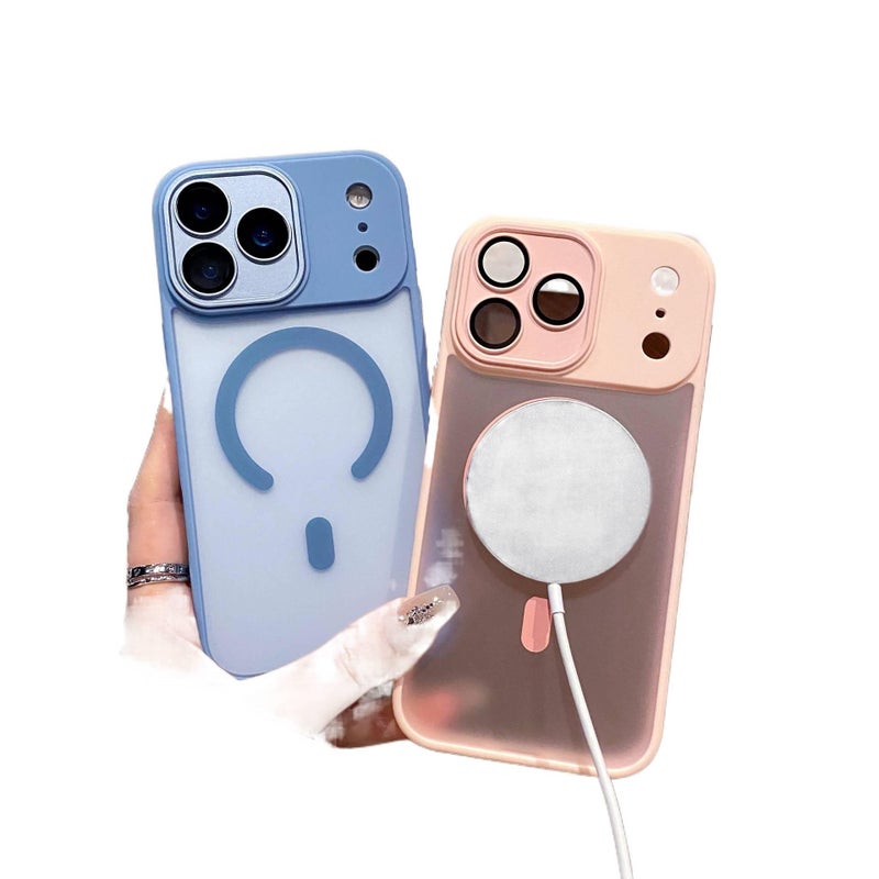LS غطاء MagSafe بPC لـ iPhone 16 / 16 Plus / 16 Pro / 16 Pro Max مع مغناطيس قوي وتغطية كاملة مع ملمس ناعم مع مطفي باللون وردي مغناطيسي باللون الوردي - Image 3