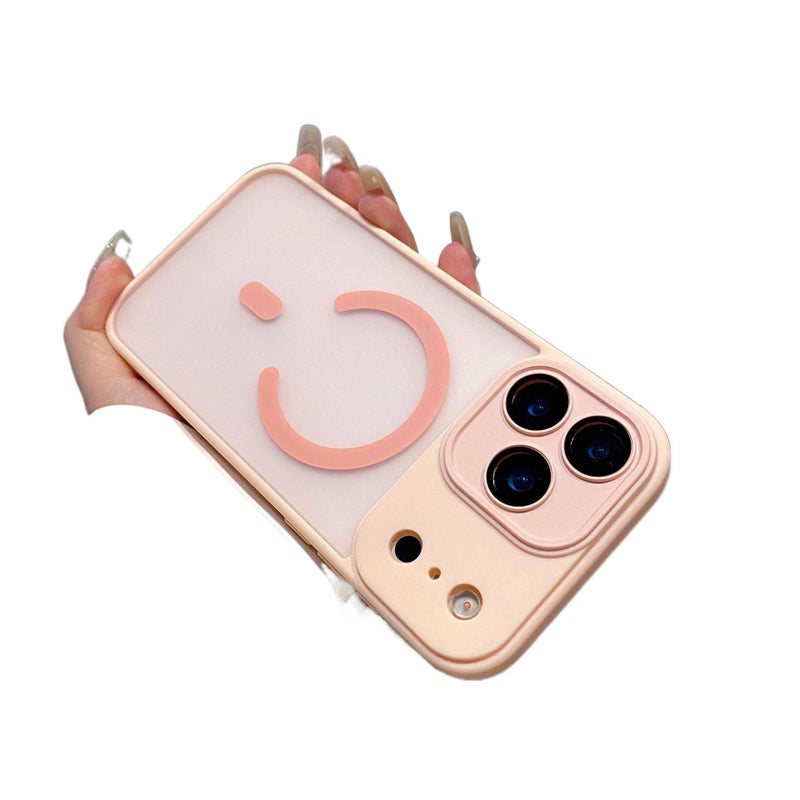 LS غطاء MagSafe بPC لـ iPhone 16 / 16 Plus / 16 Pro / 16 Pro Max مع مغناطيس قوي وتغطية كاملة مع ملمس ناعم مع مطفي باللون وردي مغناطيسي باللون الوردي - Image 1