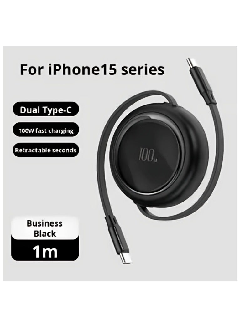 gnexu retractable usb-c to usb-c fast charging cable 100w - Image 2