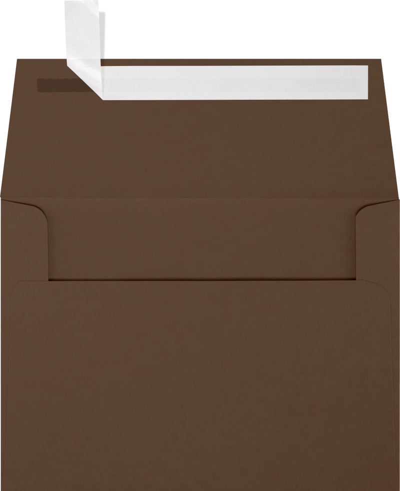 LUXPaper A6 Invitation Envelopes for 4 5/8 x 6 1/4 Cards in 80 lb. Chocolate, Printable Envelopes for Invitations, with Peel and Press Seal, 50 Pack, Envelope Size 4 3/4 x 6 1/2 (Brown)