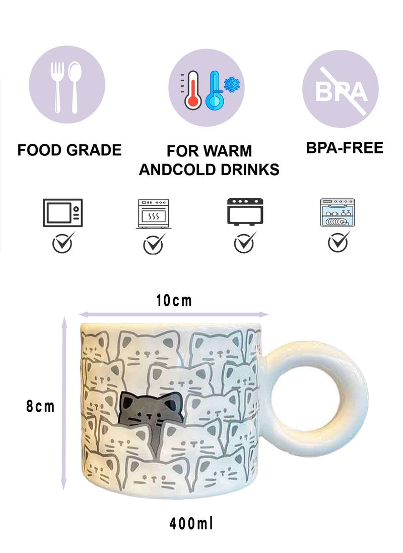 400Ml Cat - Themed Ceramic Mug With Spoon And Gift Box - Adorable Design, Perfect For Gifting & Daily Use  - Image 2