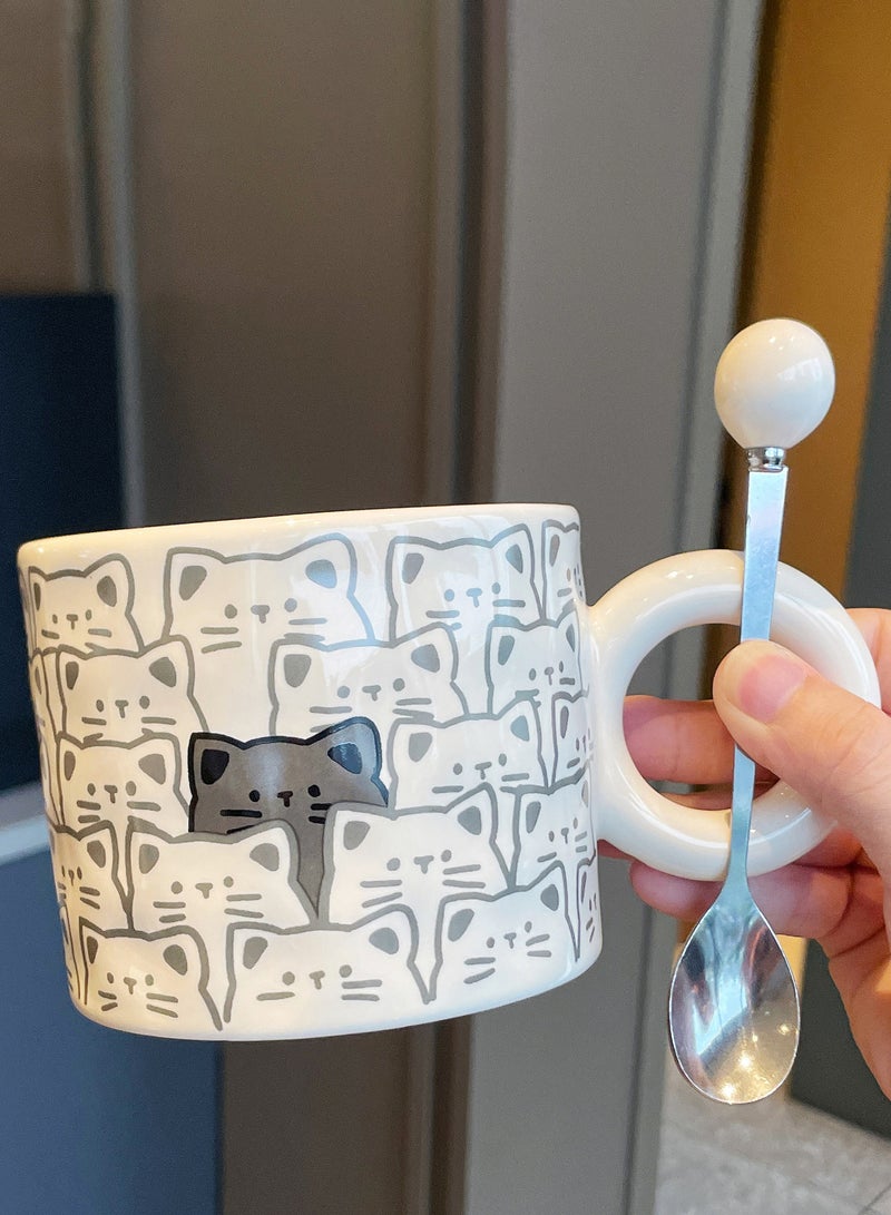 400Ml Cat - Themed Ceramic Mug With Spoon And Gift Box - Adorable Design, Perfect For Gifting & Daily Use  - Image 3