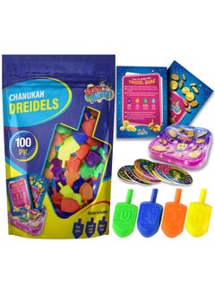 Izzy 'n' Dizzy 100 Medium Dreidels - Assorted Colors - Classic Chanukah Spinning Draidel Game And Prize - Bulk Value Pack  - Image 1
