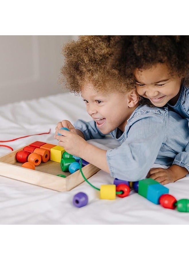 general Primary Lacing Beads - Educational Toy With 30 Wooden Beads and 2 Laces - Beads For Toddlers, Fine Motor Skills Lacing Toys For Toddlers And Kids Ages 3+, 20.5*18*4.2cm, Multicolour - Image 2