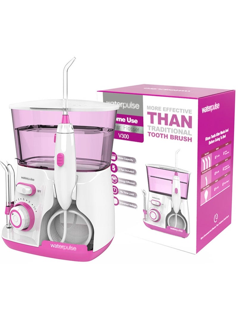 waterpluse Water Flosser Oral Irrigator, 800 ml Dental Water Tooth Cleaner, 10 Adjustable Pressures, Electric Flosser for Teeth / Braces, 5 Home Jets Professional Water Flosser Oral Irrigator（Pink） - Image 1