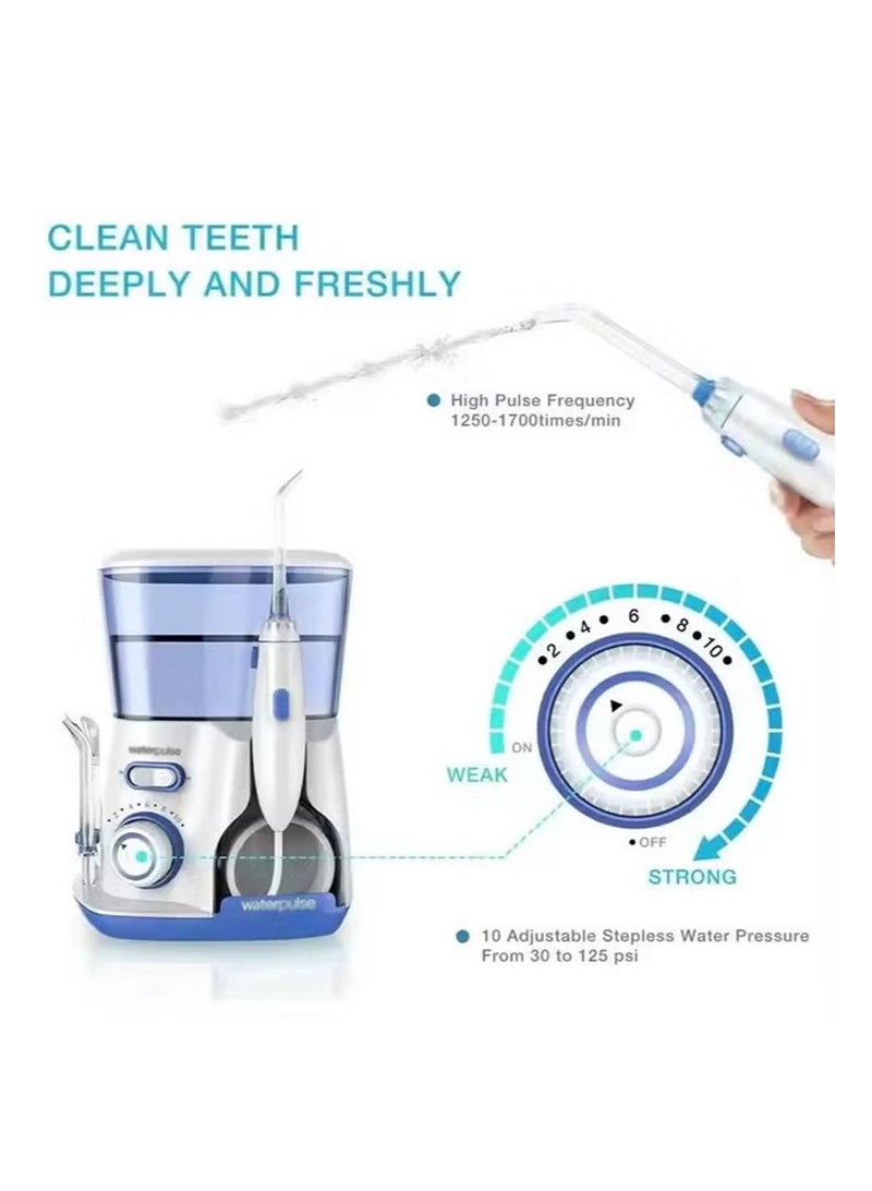 waterpluse Water Flosser Oral Irrigator, 800 ml Dental Water Tooth Cleaner, 10 Adjustable Pressures, Electric Flosser for Teeth / Braces, 5 Home Jets Professional Water Flosser Oral Irrigator（Pink） - Image 2