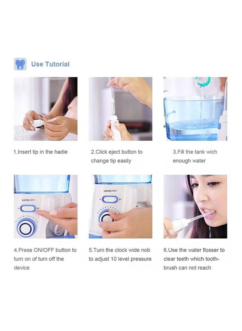 waterpluse Water Flosser Oral Irrigator, 800 ml Dental Water Tooth Cleaner, 10 Adjustable Pressures, Electric Flosser for Teeth / Braces, 5 Home Jets Professional Water Flosser Oral Irrigator（Pink） - Image 4