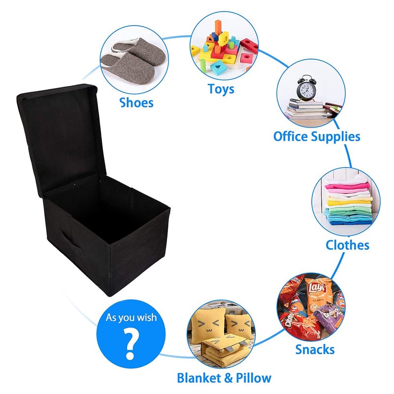 Kuber Industries NonWoven Mickey Mouse Print Flodable Storage BoxWardrobe Organizer With Lid For Home Decor Black 54KM4232 - Image 4