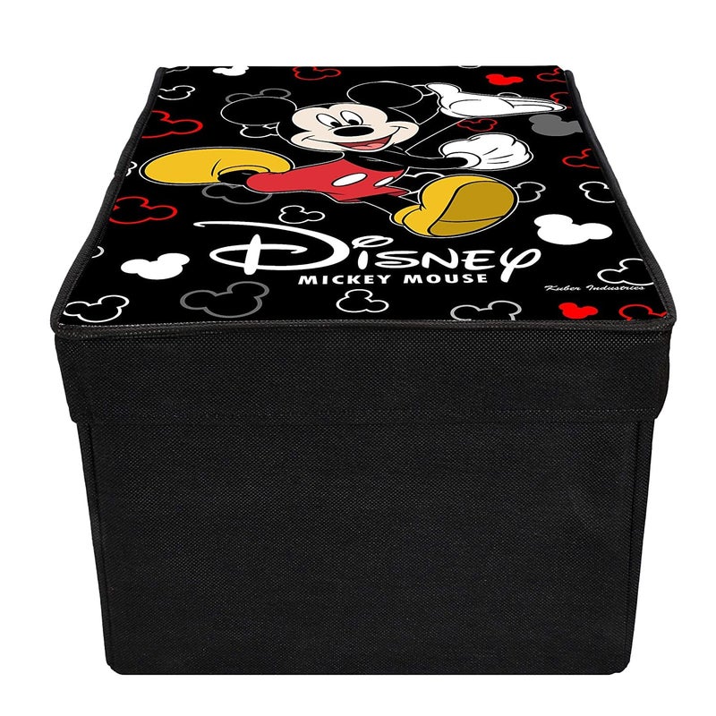 Kuber Industries NonWoven Mickey Mouse Print Flodable Storage BoxWardrobe Organizer With Lid For Home Decor Black 54KM4232 - Image 2