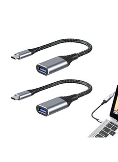 ماركة غير محددة محول USB C إلى USB، حزمة 2 قطعة، محول كابل OTG ذكر Type C إلى أنثى USB 3.1، سرعة عالية 5 جيجابت في الثانية، متوافق مع MacBook Air Pro، سامسونج جالاكسي، رمادي  - Image 1